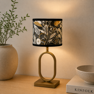 Light en Living Kap cilinder 20-20-15 cm FLORA zwart goud