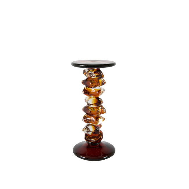 Light en Living Kaarsenhouder Ø12,5x28 cm ESTIVA glas amber+donker bruin