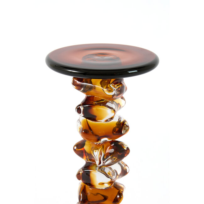 Light en Living Kaarsenhouder Ø12,5x28 cm ESTIVA glas amber+donker bruin