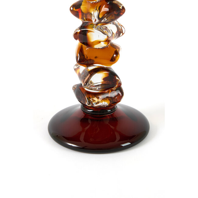 Light en Living Kaarsenhouder Ø12,5x28 cm ESTIVA glas amber+donker bruin