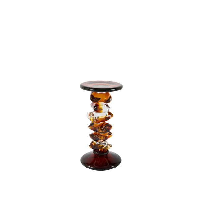 Light en Living Kaarsenhouder Ø11,5x23 cm ESTIVA glas amber+donker bruin