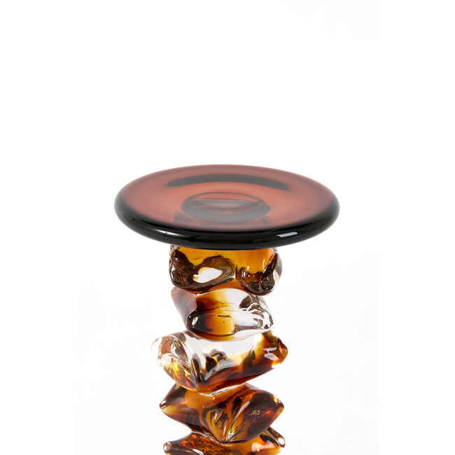Light en Living Kaarsenhouder Ø11,5x23 cm ESTIVA glas amber+donker bruin