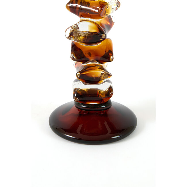 Light en Living Kaarsenhouder Ø11,5x23 cm ESTIVA glas amber+donker bruin