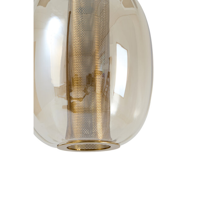 Light en Living Hanglamp Ø30x36 cm MINDELO glas amber+goud