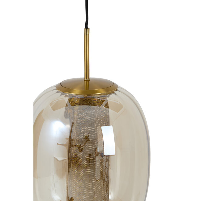 Light en Living Hanglamp Ø30x36 cm MINDELO glas amber+goud