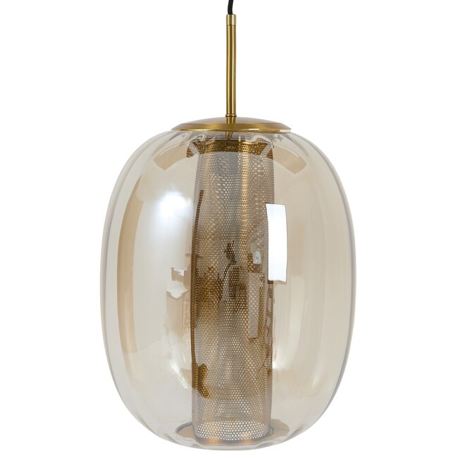 Light en Living Hanglamp Ø30x36 cm MINDELO glas amber+goud