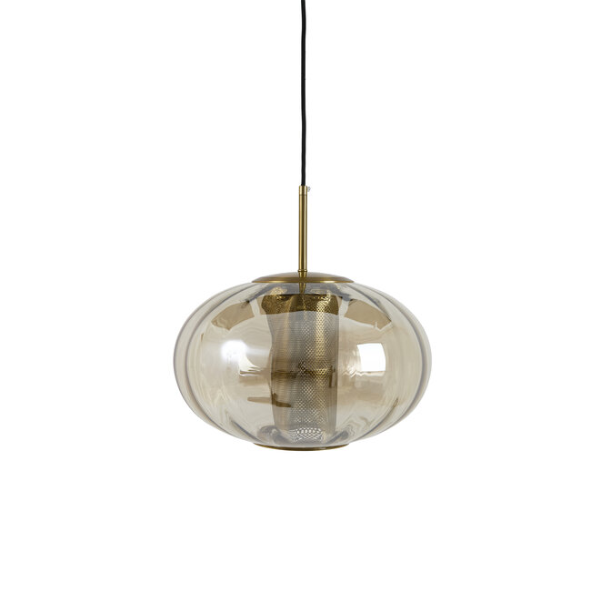 Light en Living Hanglamp Ø35x21 cm MINDELO glas amber+goud