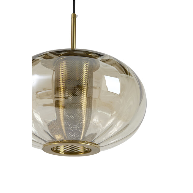 Light en Living Hanglamp Ø35x21 cm MINDELO glas amber+goud