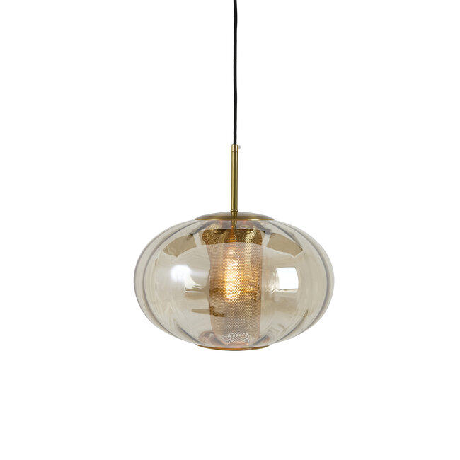 Light en Living Hanglamp Ø35x21 cm MINDELO glas amber+goud