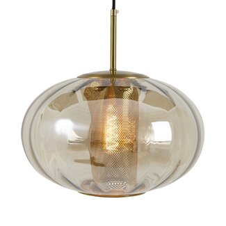 Light en Living Hanglamp Ø35x21 cm MINDELO glas amber+goud