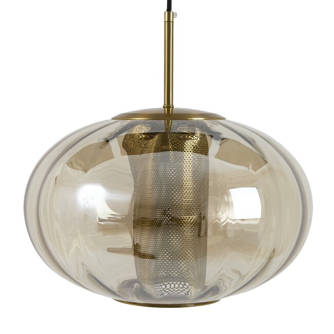Light en Living Hanglamp Ø35x21 cm MINDELO glas amber+goud