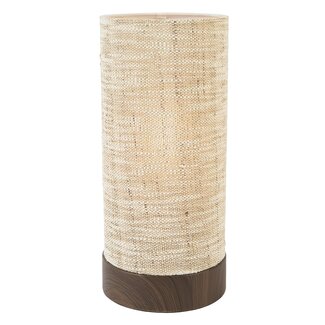 Light en Living Tafellamp Ø16x35 cm BRYLO hout print d bruin+linnen naturel