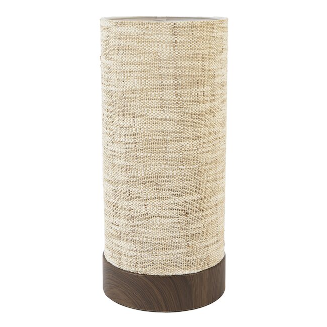 Light en Living Tafellamp Ø16x35 cm BRYLO hout print d bruin+linnen naturel
