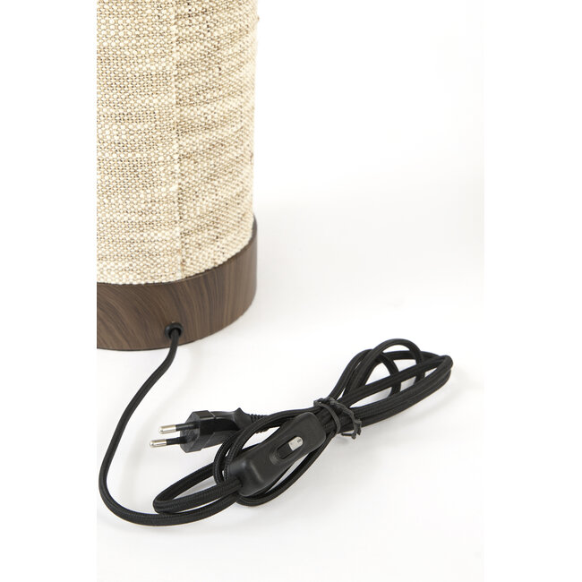 Light en Living Tafellamp Ø16x35 cm BRYLO hout print d bruin+linnen naturel