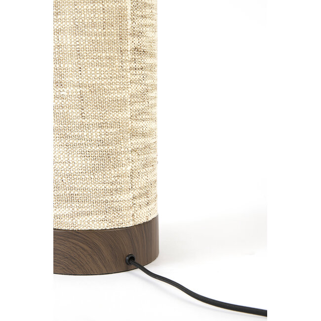 Light en Living Tafellamp Ø16x35 cm BRYLO hout print d bruin+linnen naturel