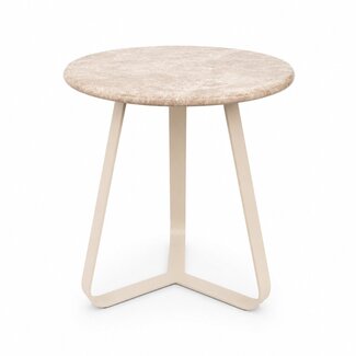 PTMD Bijzettafel Kae Beige marmer rond