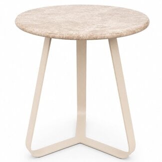 PTMD Bijzettafel Kae Beige marmer rond