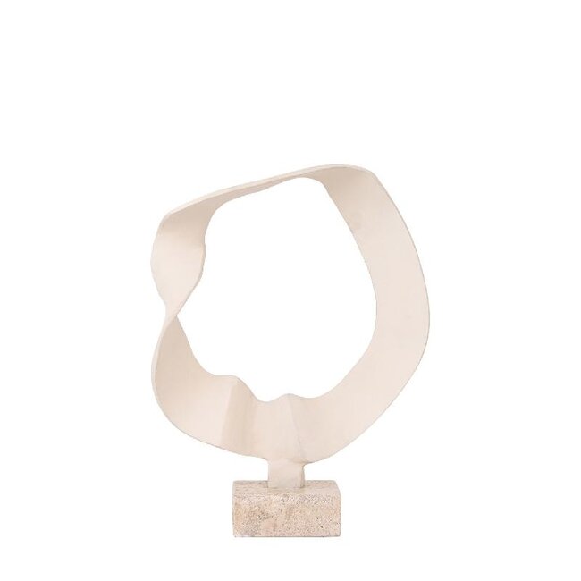 PTMD Ornament Vae Beige gegoten aluminium op travertin voet L