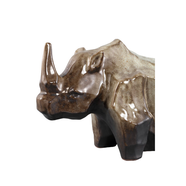 PTMD Ornament neushoorn Tarig Lichtbruin Keramiek S