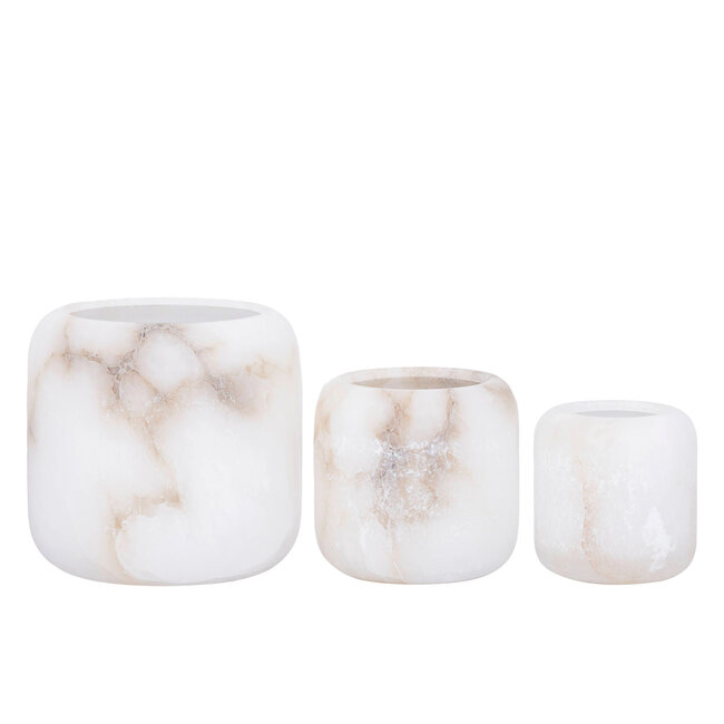 PTMD Theelicht Audin Wit Alabaster rond S