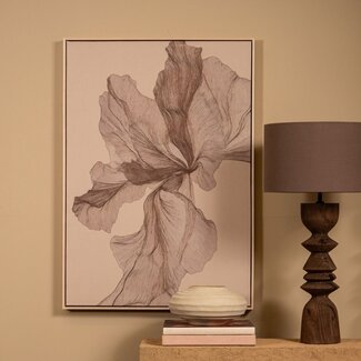 PTMD Wandpaneel Lorinde Lichtbruin canvas Bloemen