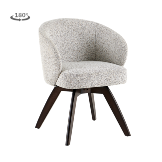 Tower Living Brescia Armstoel - fabric Puente beige wit - Espresso draaibaar