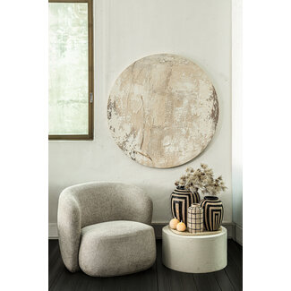 PTMD Wandpaneel Moti Creme canvas structuur rond L