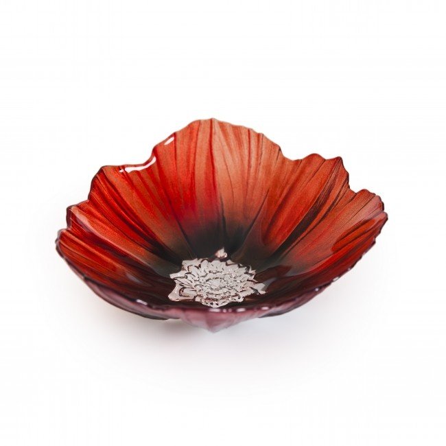 Klatschmohn Schale aus Kristall – Mats Jonasson Glaskunst