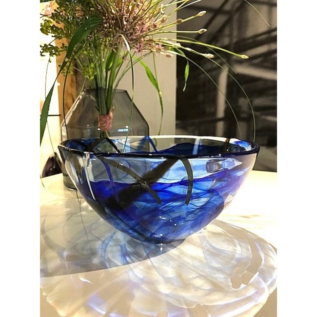 Kosta Boda schaal Contrast blauw