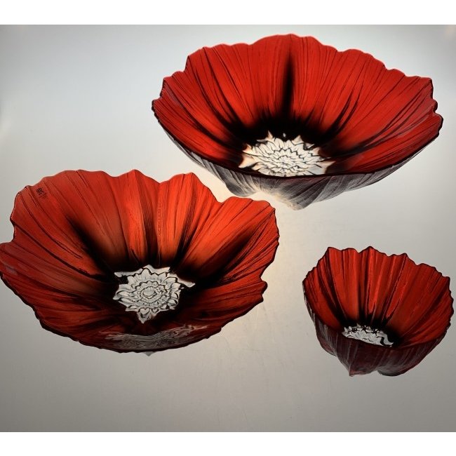 Klatschmohn Kristall-Set – Mats Jonasson Glaskunst