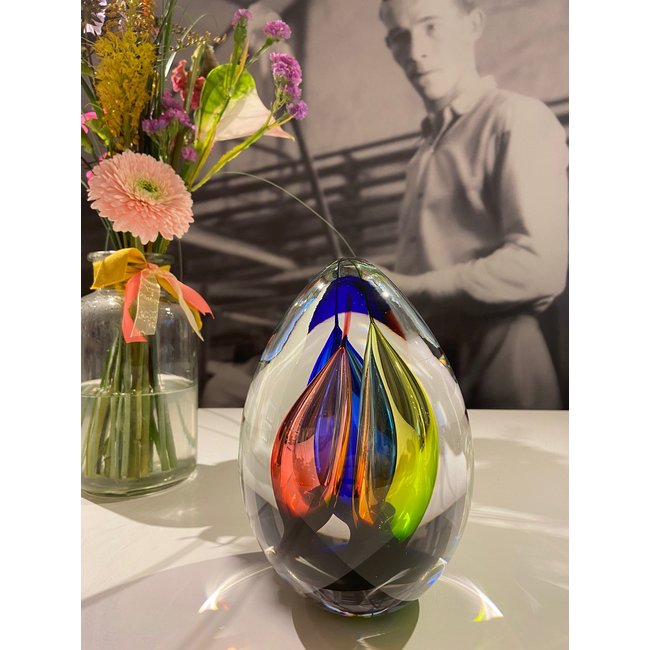 Drieklank – Glaskunstobject met drie kleuraccenten en harmonisch lichtspel