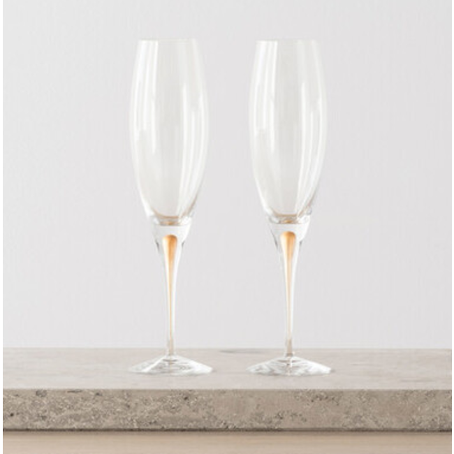 Orrefors Champagnerglas Intermezzo „Gold“