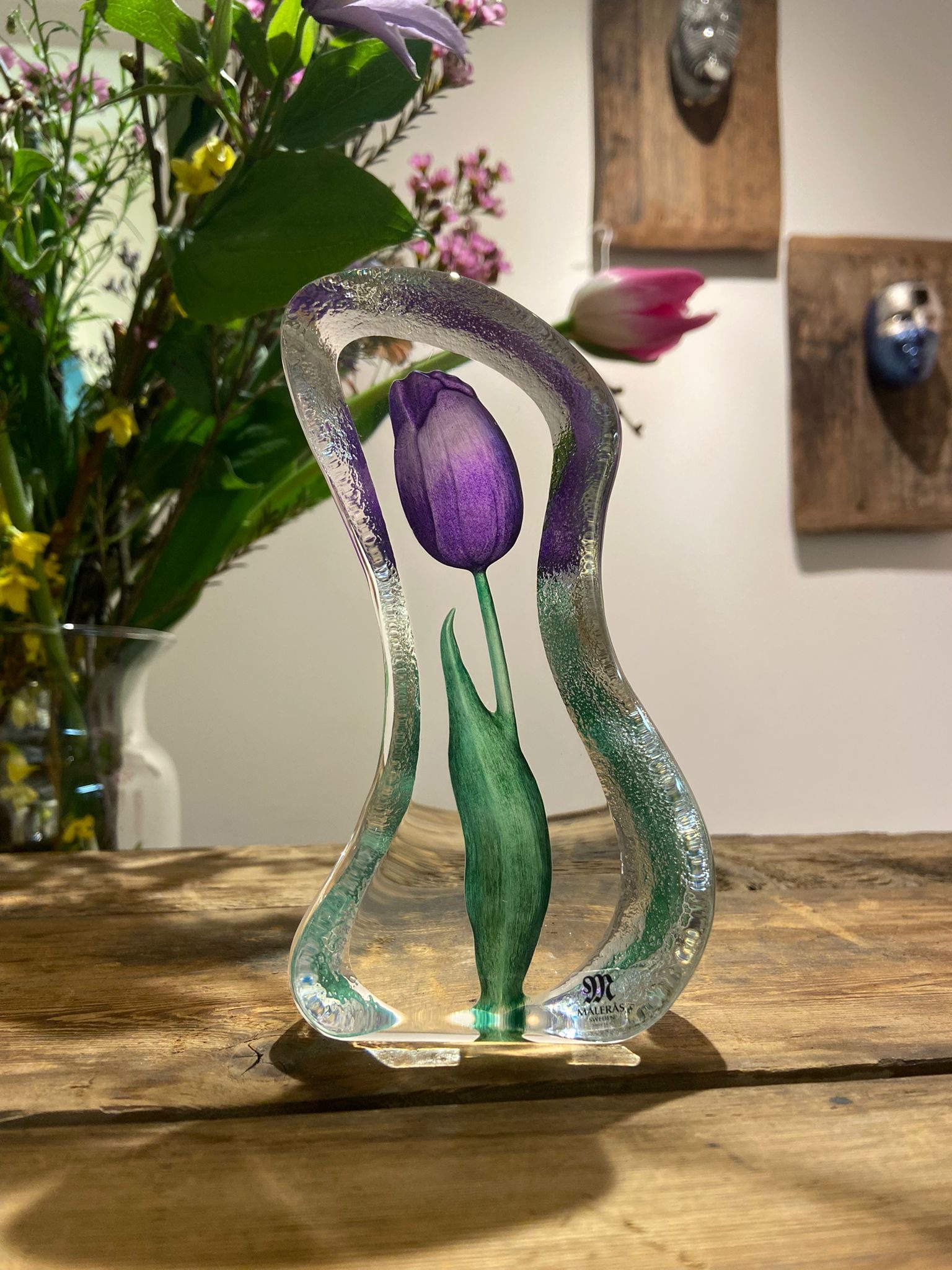 Mats Jonasson paarse Tulp | Grote collectie bloemen van glas