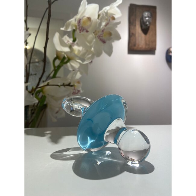 Glasgeschenk zur Geburt – hellblau