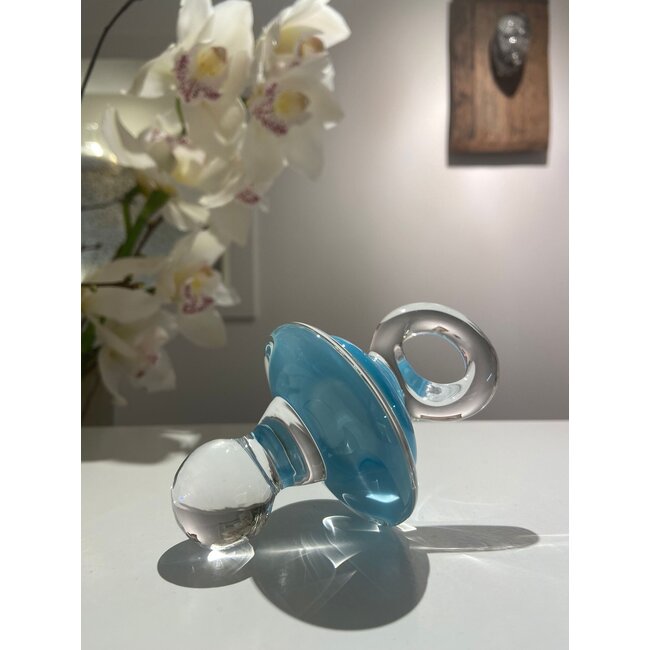 Glasgeschenk zur Geburt – hellblau