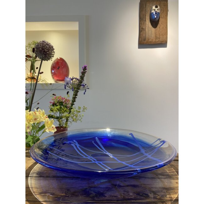 Kosta Boda Contrast schaal blauw