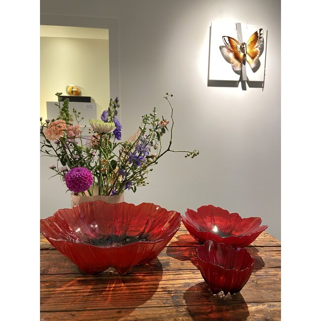 Klatschmohn Kristall-Set – Mats Jonasson Glaskunst