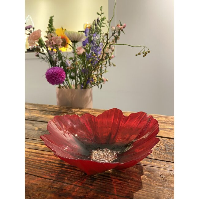 Klatschmohn Schale aus Kristall – Mats Jonasson Glaskunst