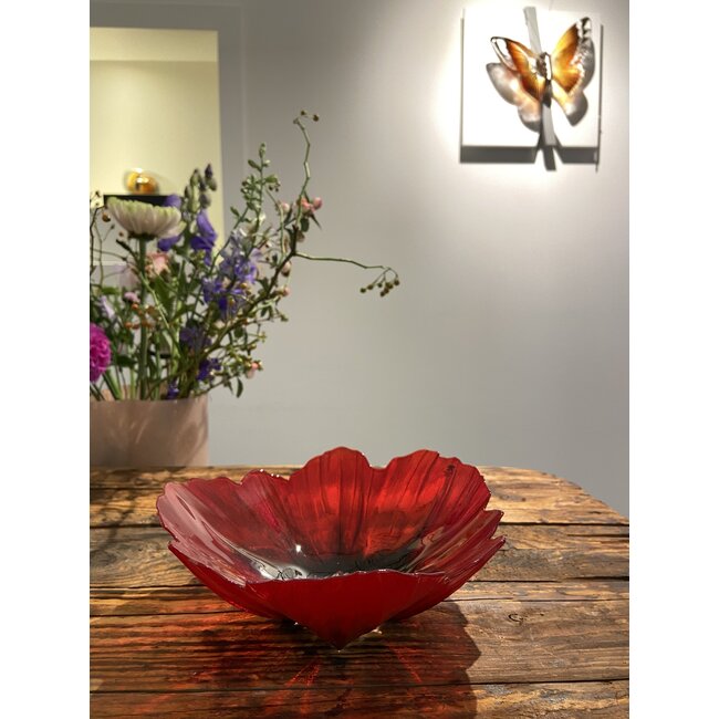 Klatschmohn Schale aus Kristall – Mats Jonasson Glaskunst