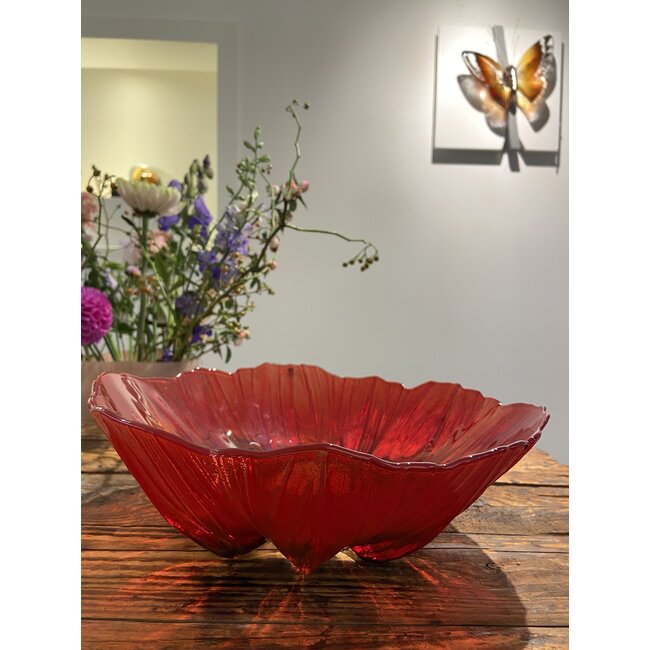 Klatschmohn Schale aus Kristall – Mats Jonasson Glaskunst