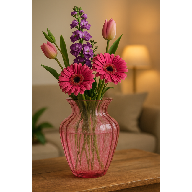 Glasvase „Rozenlicht“ in schöner, zarter Farbe