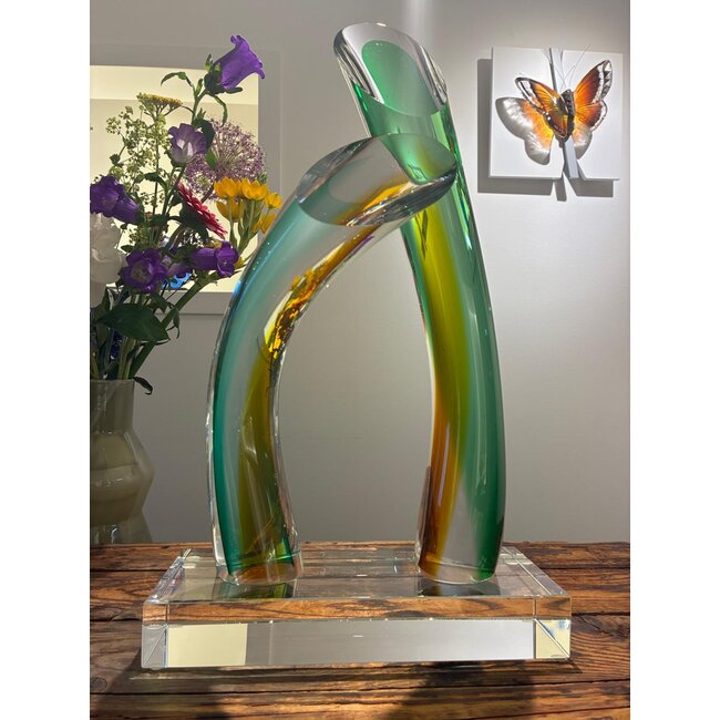 Patrick de Keijzer Glazen Sculptuur ‘Samenspel’ – Symboliek van Balans en Dialoog
