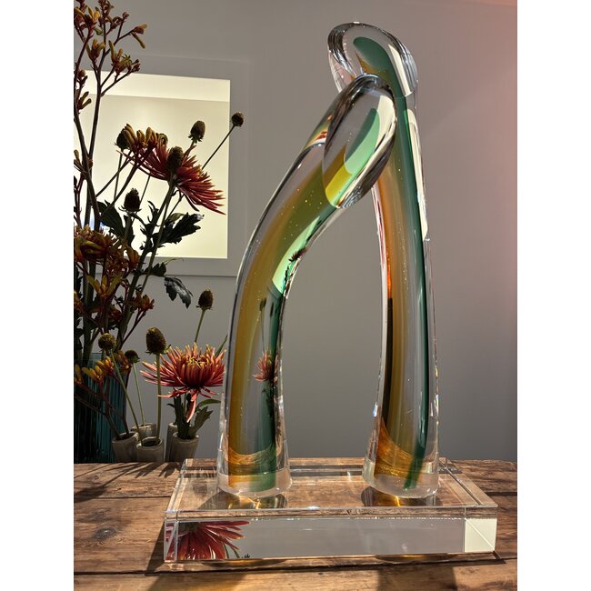 Patrick de Keijzer Glazen Sculptuur ‘Samenspel’ – Symboliek van Balans en Dialoog