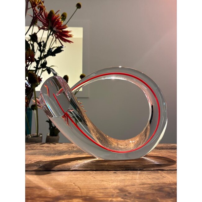 Handgemaakt Kristallen Kunstobject met Rood Levenspad