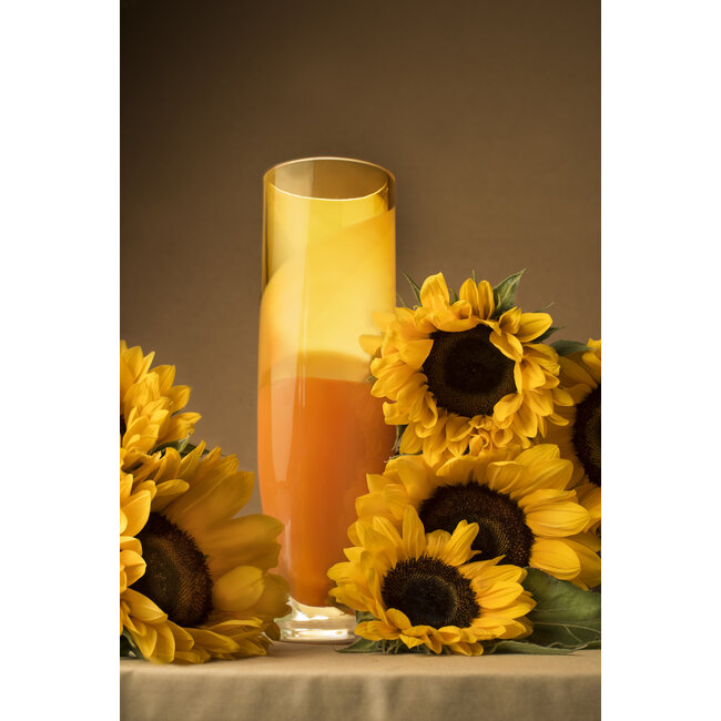 Vase „Sonnenblumen” – mundgeblasene Glaskunst, inspiriert auf Vincent van Gogh