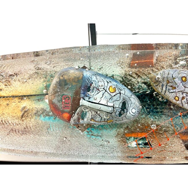 Bertil Vallien „Threshold“ – Einzigartiges Kristallboot 82 cm im Metallrahmen – Kosta Boda