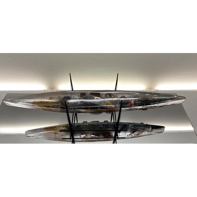 Bertil Vallien „Threshold“ – Einzigartiges Kristallboot 82 cm im Metallrahmen – Kosta Boda