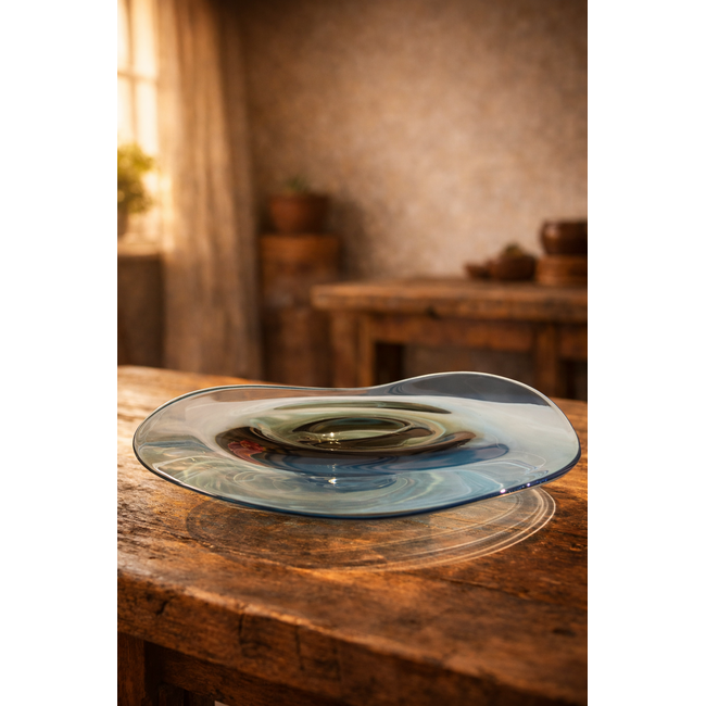 Kristallschale in Hellblau