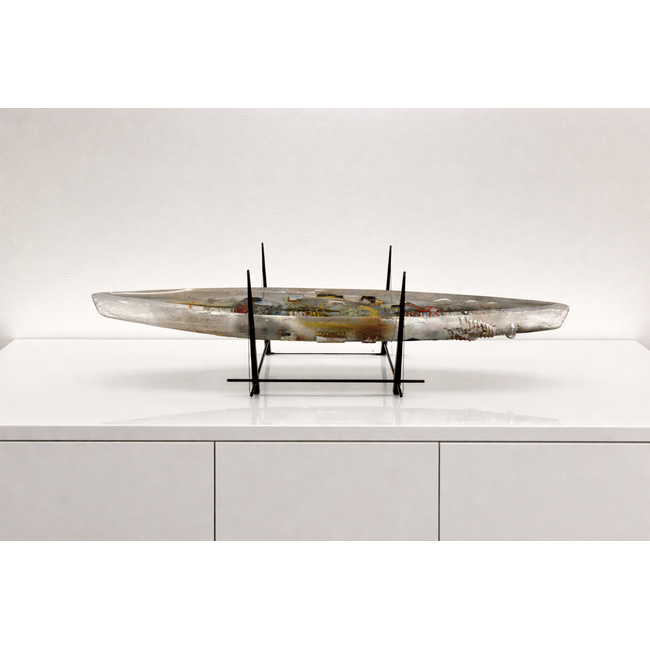 Bertil Vallien „Threshold“ – Einzigartiges Kristallboot 82 cm im Metallrahmen – Kosta Boda