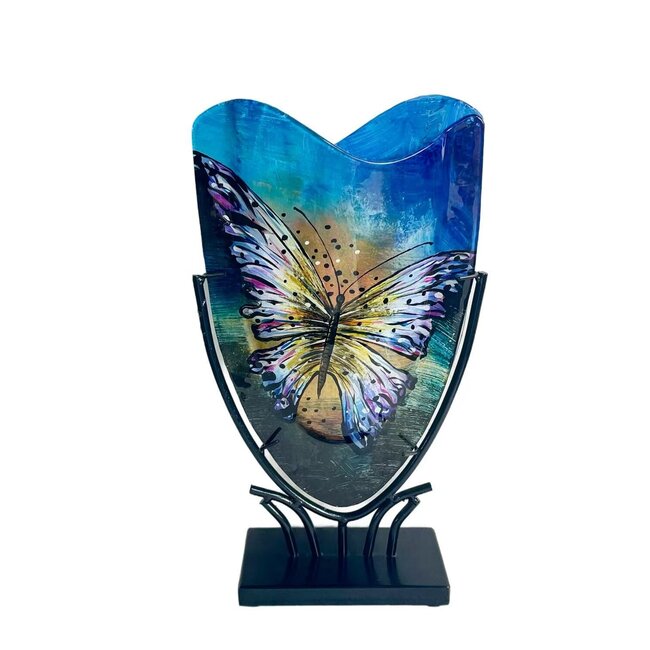 Vlinder-vaas – kleurrijk handgemaakt glaskunstobject